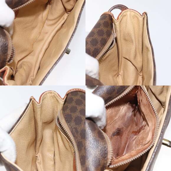 CELINE Macadam Canvas Shoulder Bag Pvc Brown Gold - Picture 12 of 13